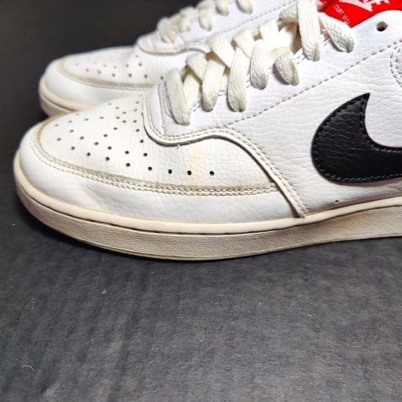 Nike Court Vision Lo Basketball Leather Sneakers White/Black/Red Mens Size 8 - Picture 5 of 9